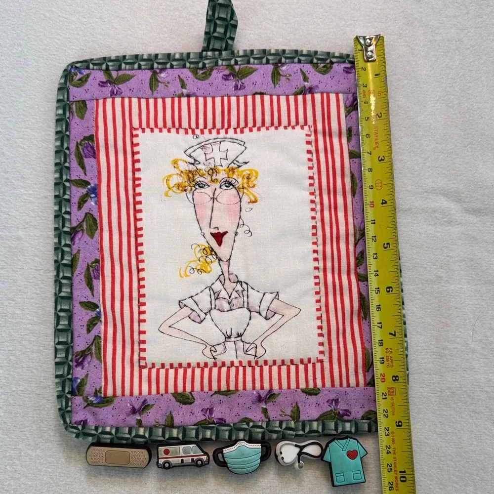 Nurse‎ Embroidered Pot Holder with crocs nurse pens